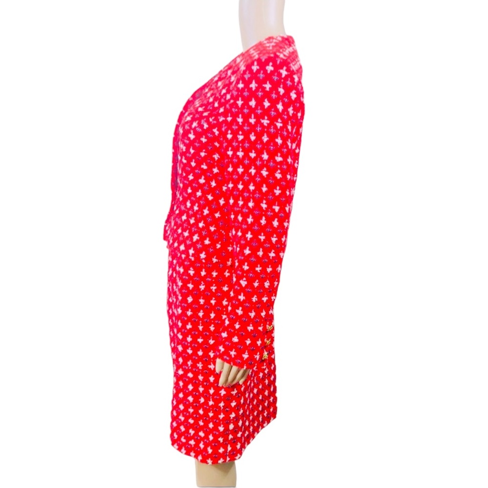 Doncaster multicolored red, white, black & silver metallic thread skirt suit szM - Picture 13 of 15